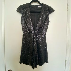 Tobi Sequin Deep V Romper